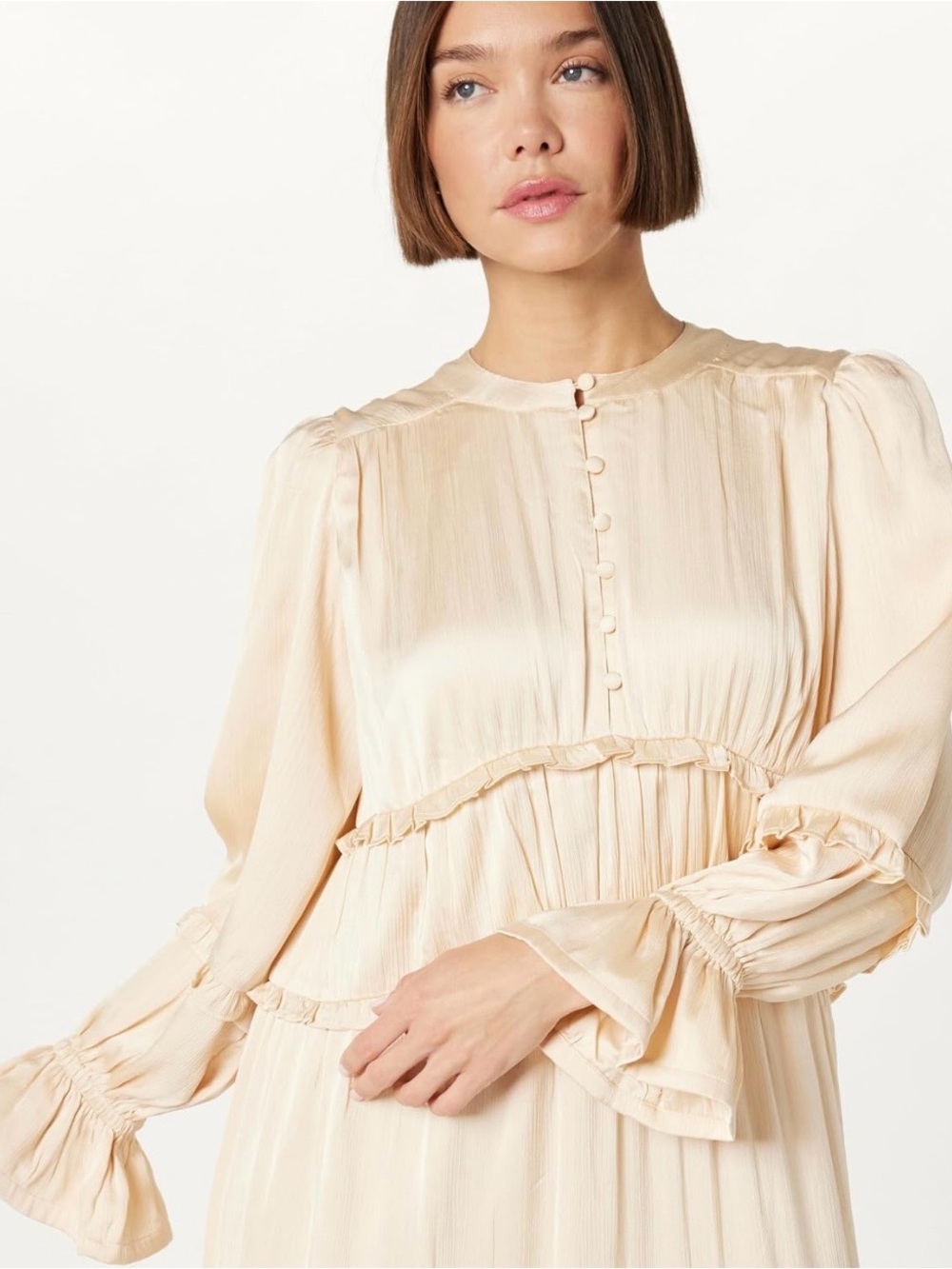 Flowy Ivory Cream Ruffled Maxi Dress